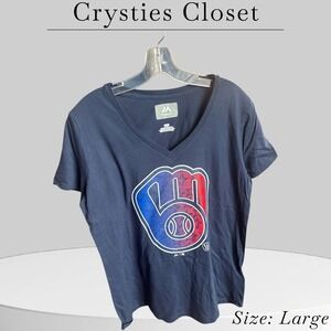 Women's Milwaukee Brewers Fanatics Royal Red White & Team V-Neck T-Shirt